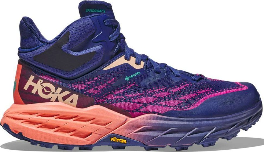 Footwear * | Hoka Speedgoat 5 Mid Gtx Hiking Boots Women'S Bellwether Blue/Camellia