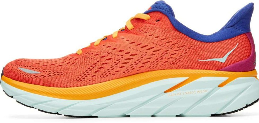 Footwear * | Hoka Clifton 8 Road-Running Shoes Men'S Fiesta/Bluing